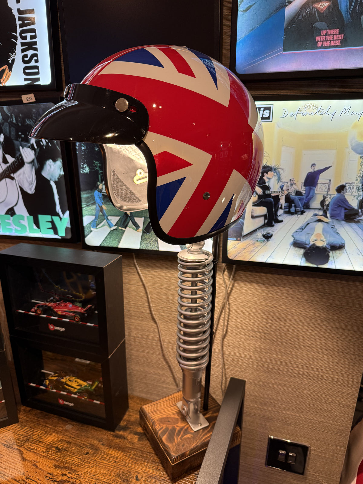 Union Jack Motorcycle Helmet and Damper Lamp