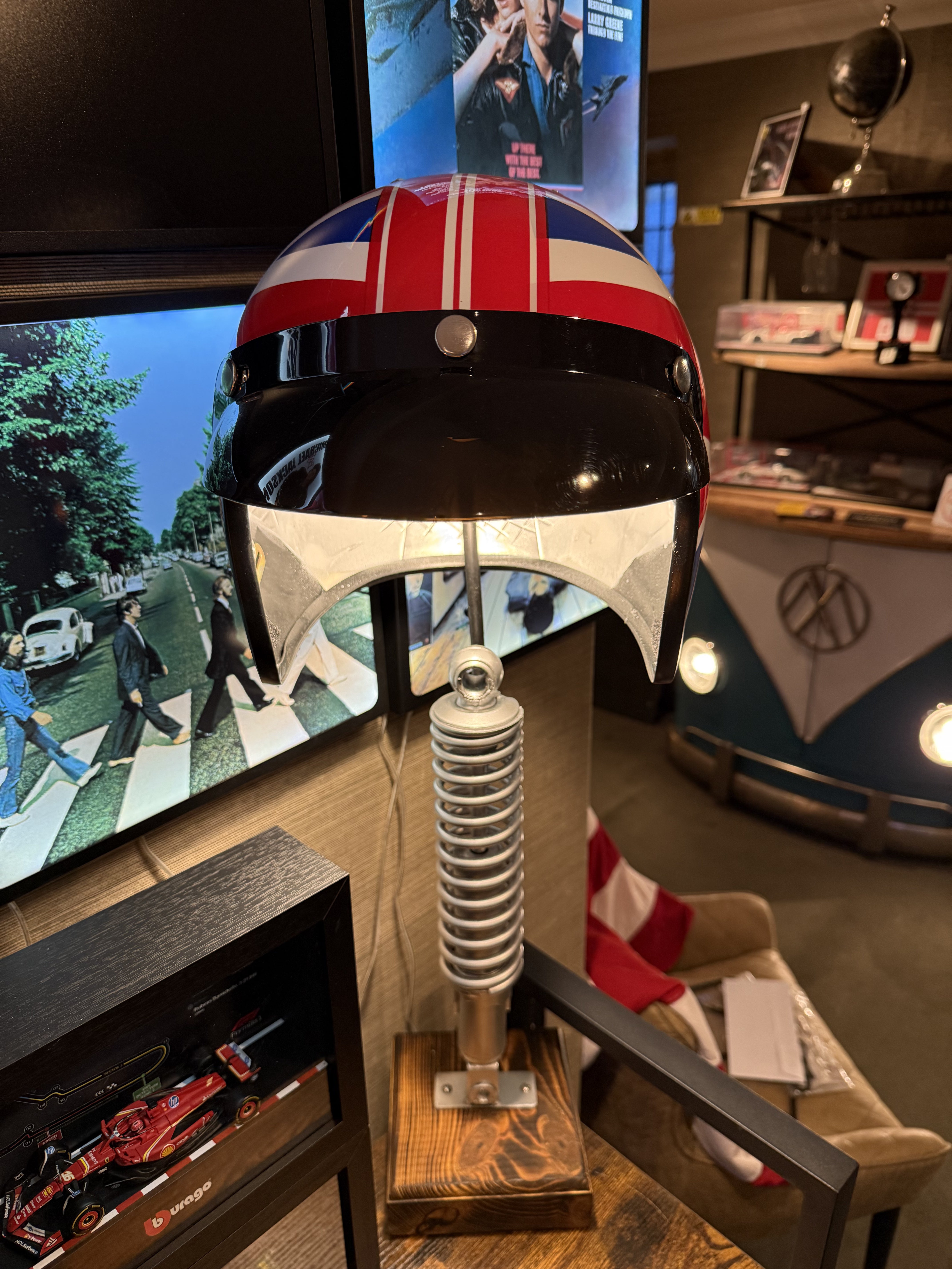 Union Jack Motorcycle Helmet and Damper Lamp