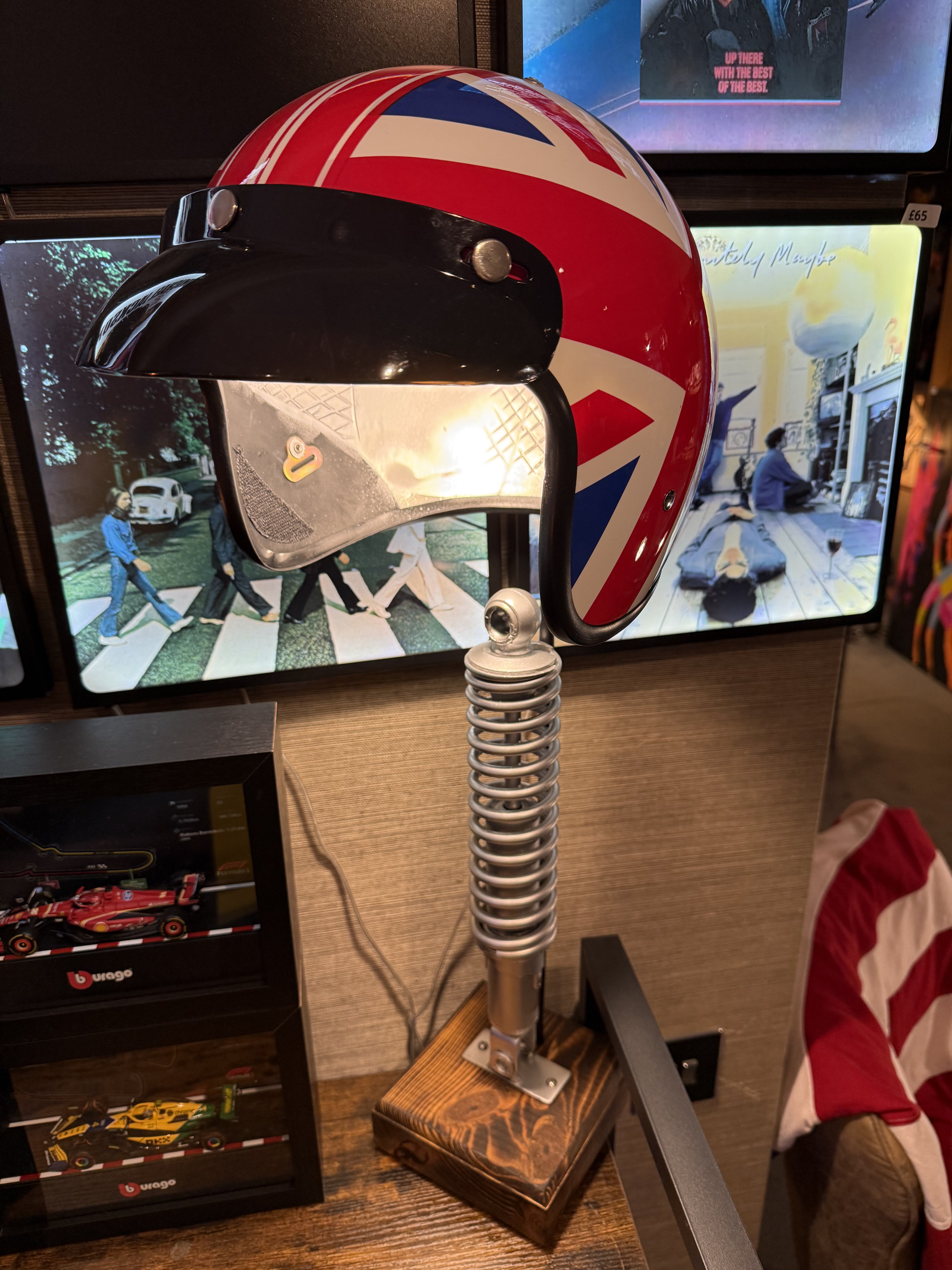 Union Jack Motorcycle Helmet and Damper Lamp