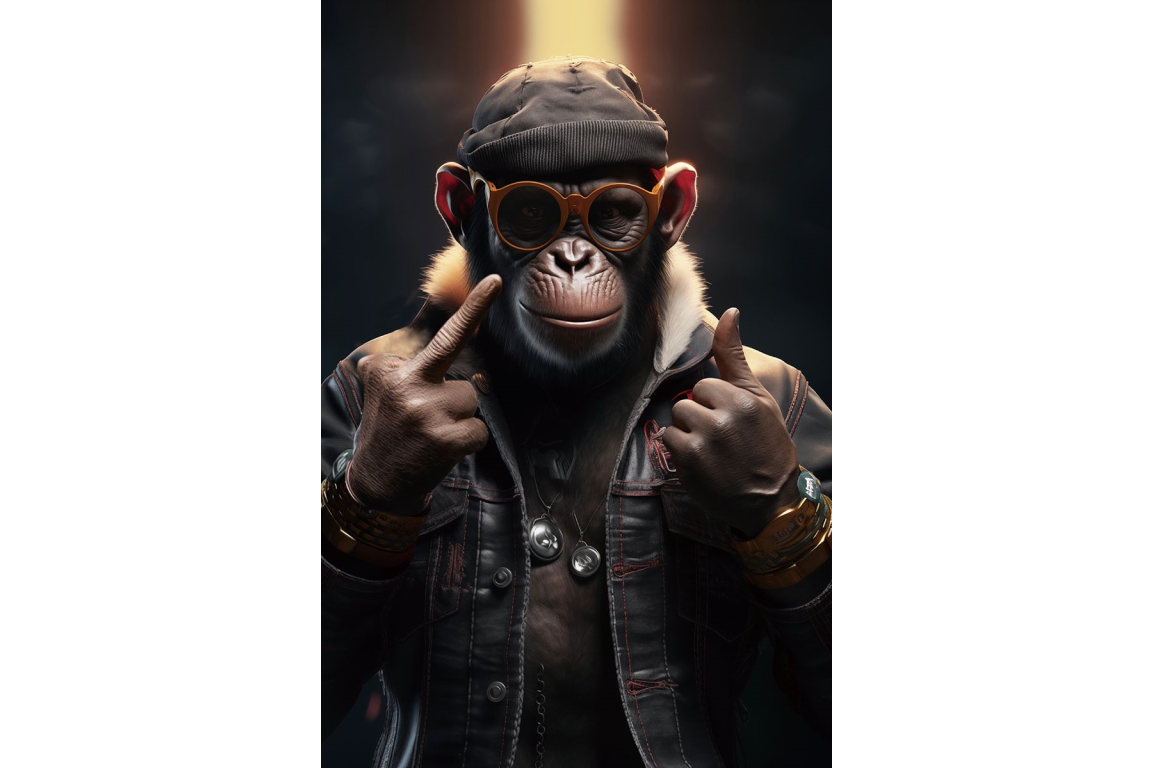 LION KING / MOTORCYCLE/ MOTORBIKE MONKEY! UP YOURS / Glass Artwork / Art