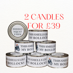 2 BOLLOCKS CANDLES FOR £39 DIDDLY SQUAT FARM SHOP OFFER
