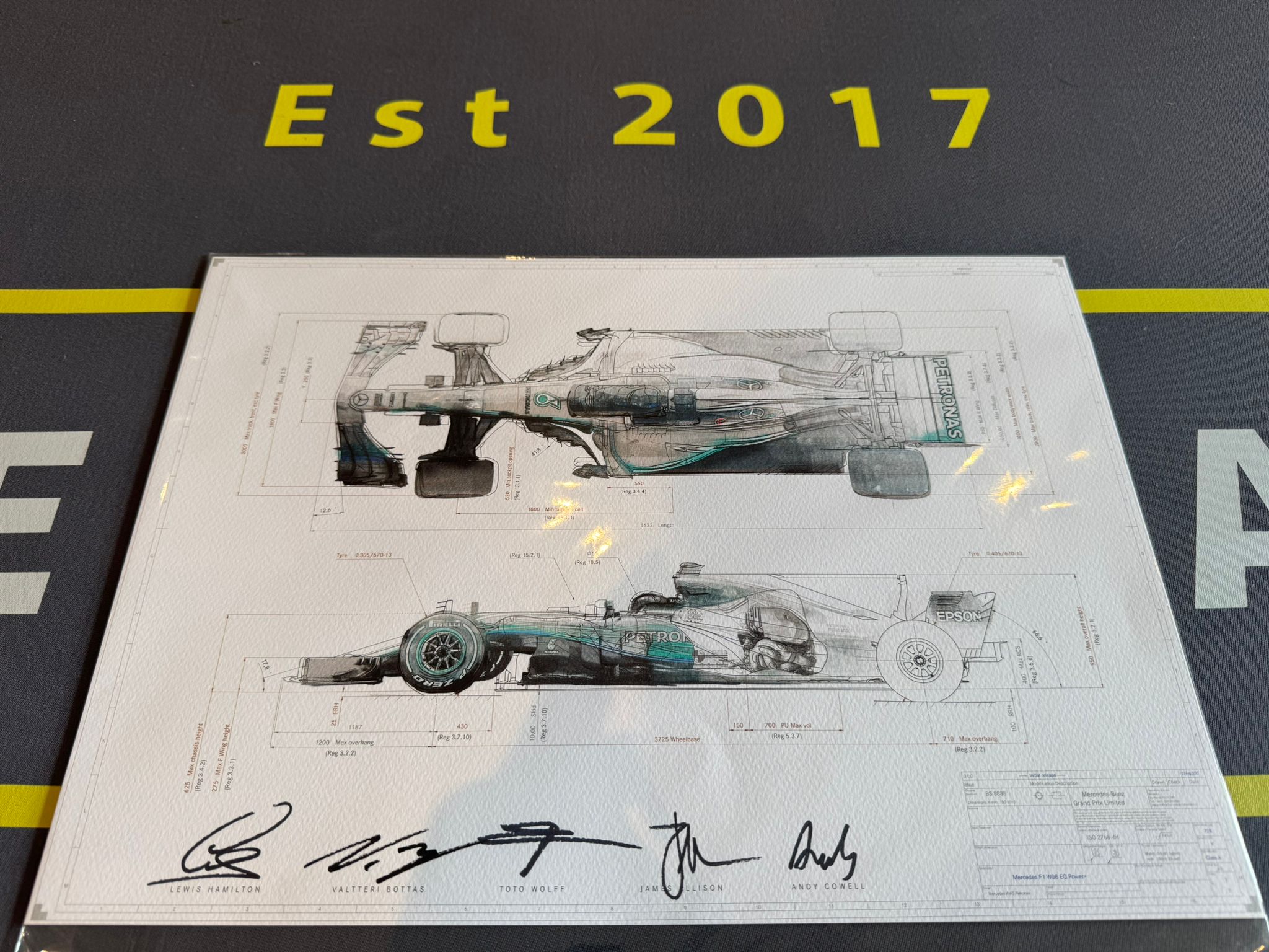 Genuine Mercedes F1 Framed Blueprints