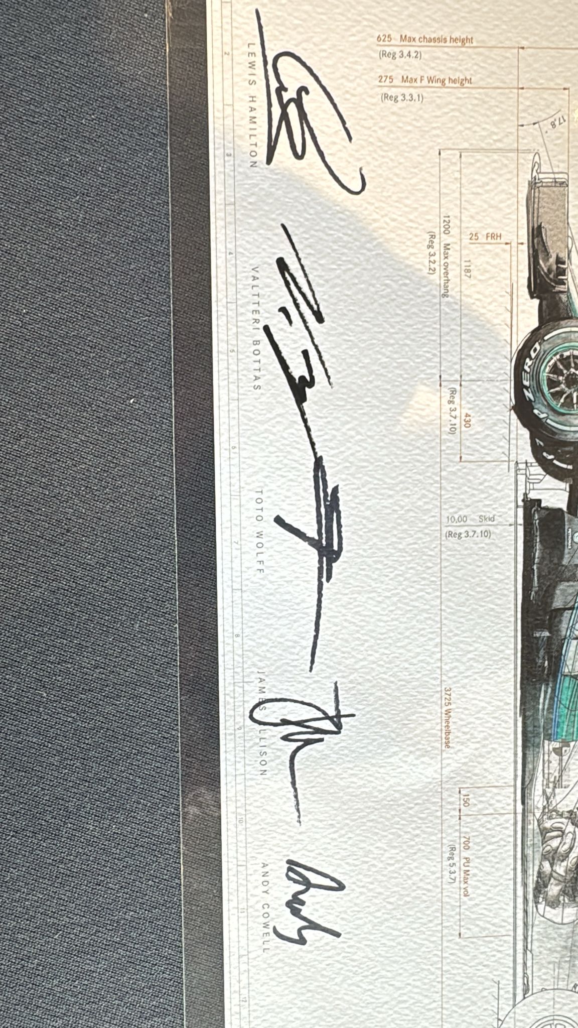 Genuine Mercedes F1 Framed Blueprints