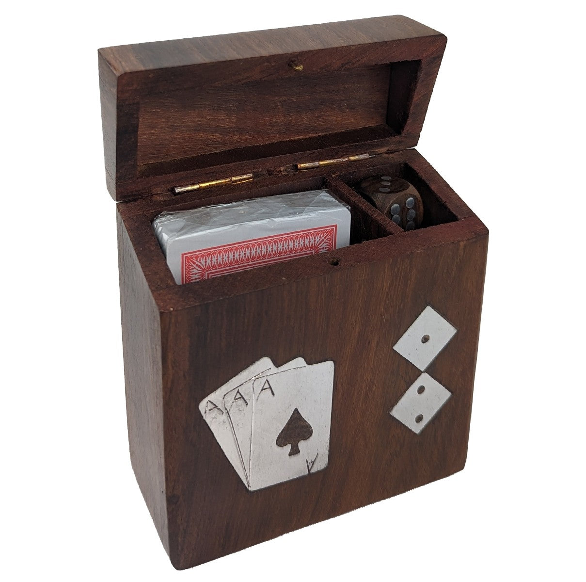 WOODEN CARD & DICE BOX GIFT SET