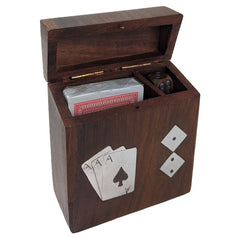 WOODEN CARD & DICE BOX GIFT SET