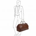 MENS LARGE LUXURY LEATHER WEEKEND HOLDALL / DUFFELL BAG