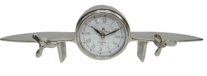 Aviation Aero Plane Polished Desk Clock - The Man Cave Broadway