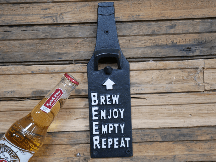 CAST IRON FUN BAR BOTTLE OPENERS / WOODEN / VARIOUS - The Man Cave Broadway