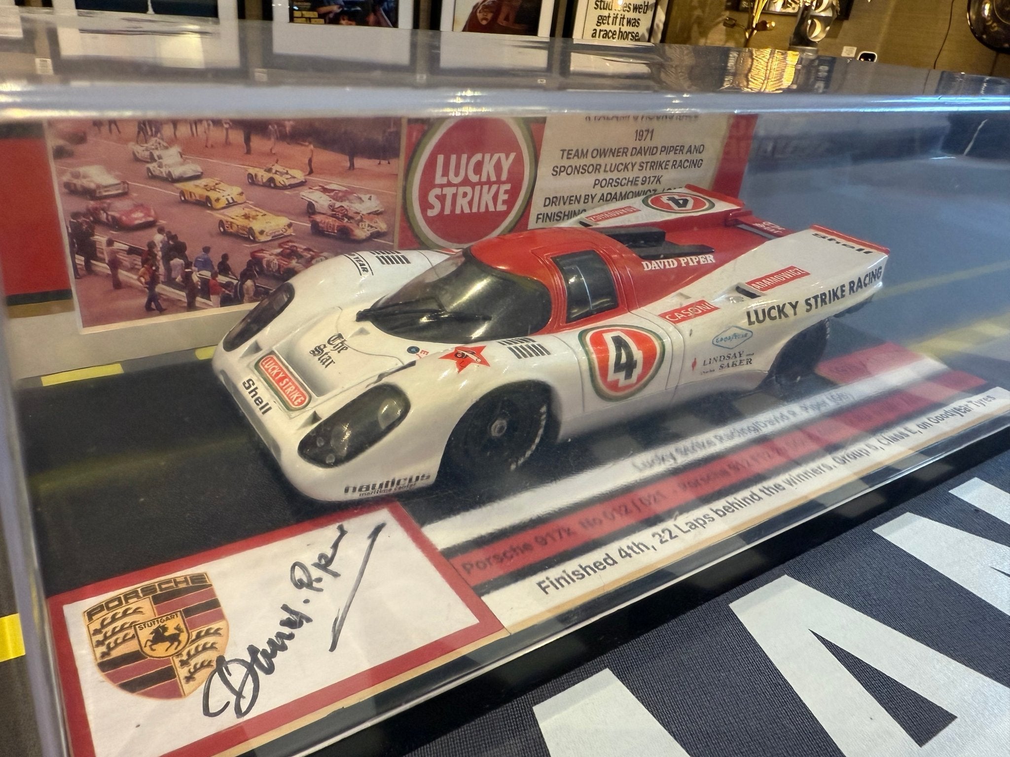 David Piper Signed Porsche 917K ‘Lucky Strike’ 1:18 Scale Display Piece - The Man Cave Broadway
