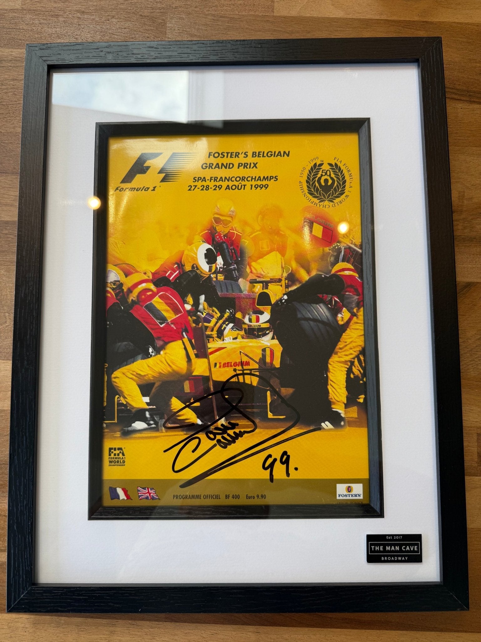 Framed David Coulthard Signed 1999 Belgian Grand Prix Programme - The Man Cave Broadway