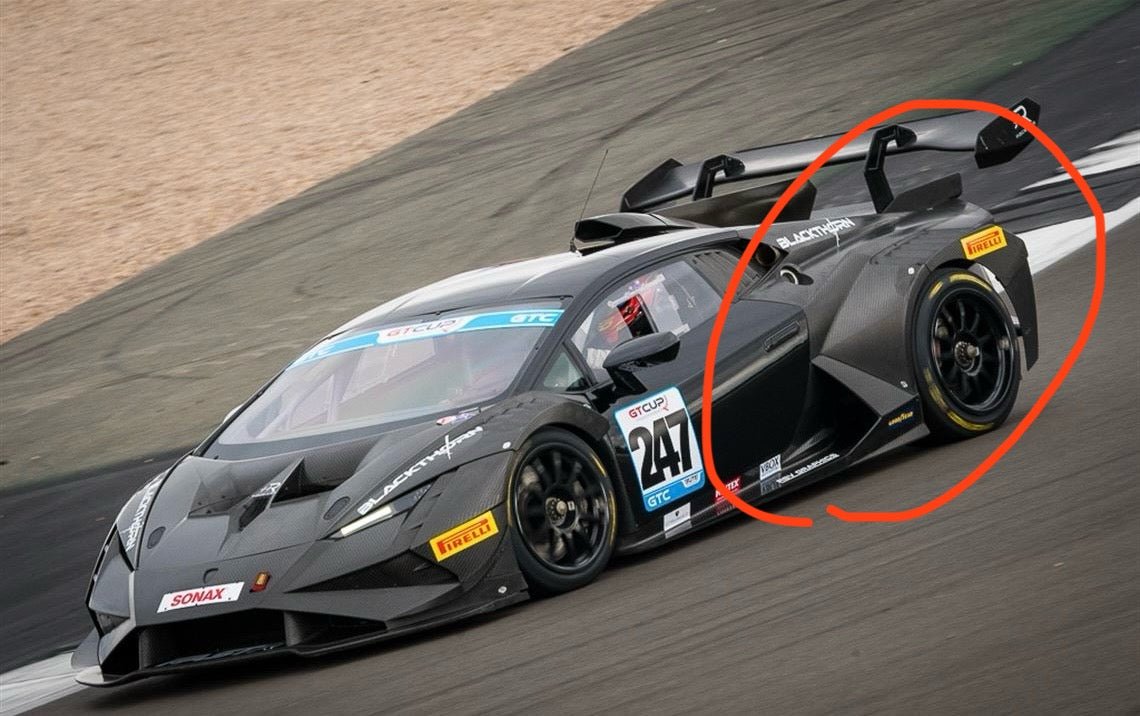Genuine Carbon Fibre Lamborghini Super Trofeo Evo Race Car Rear Quarter Panel - The Man Cave Broadway