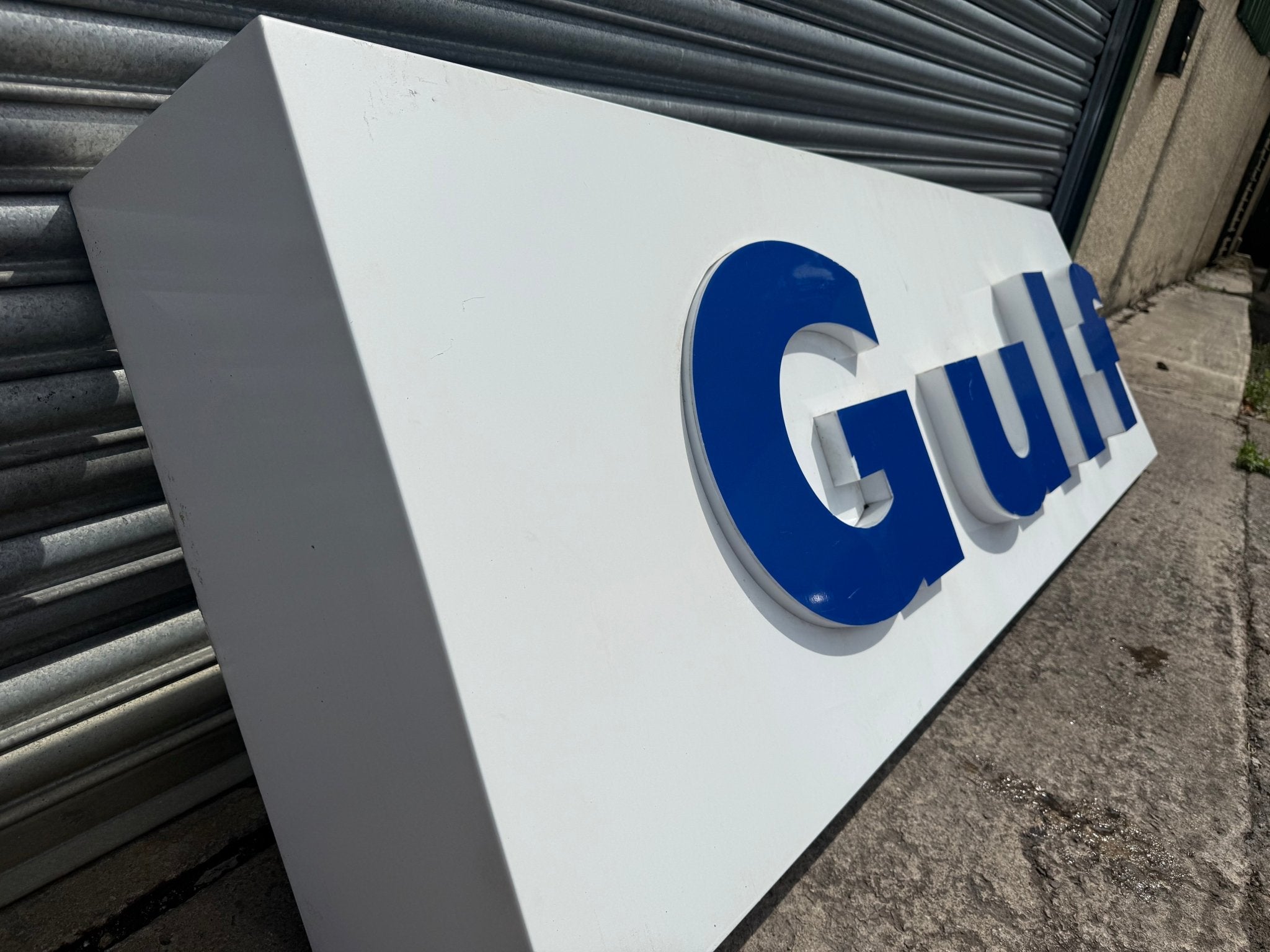 HUGE Original Gulf Petrol Station Canopy Sign - The Man Cave Broadway