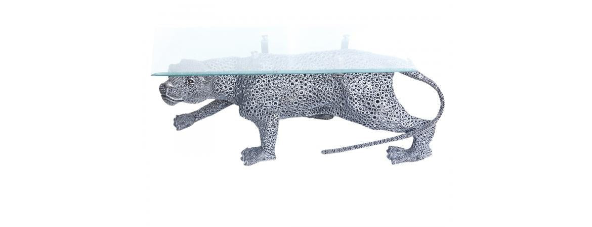 JAGUAR UP CYCLED ART TABLE SCULPTURE / PANTHER COFFEE TABLE - The Man Cave Broadway