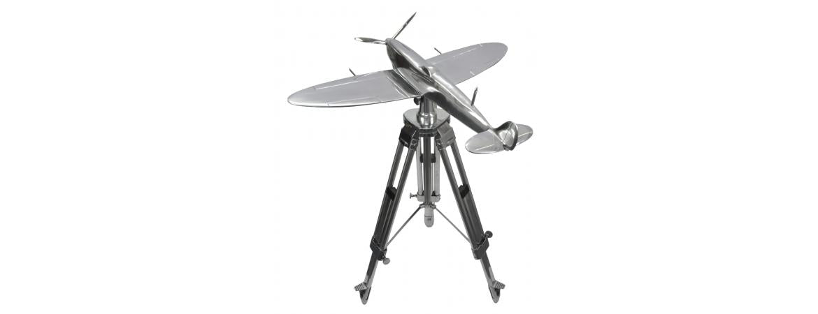 LARGE SPITFIRE AIRCRAFT / PLANE ON TRIPOD MODEL - The Man Cave Broadway