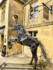 Life Size Re-Cycled Re-Purposed Metal Horse Sculpture - The Man Cave Broadway