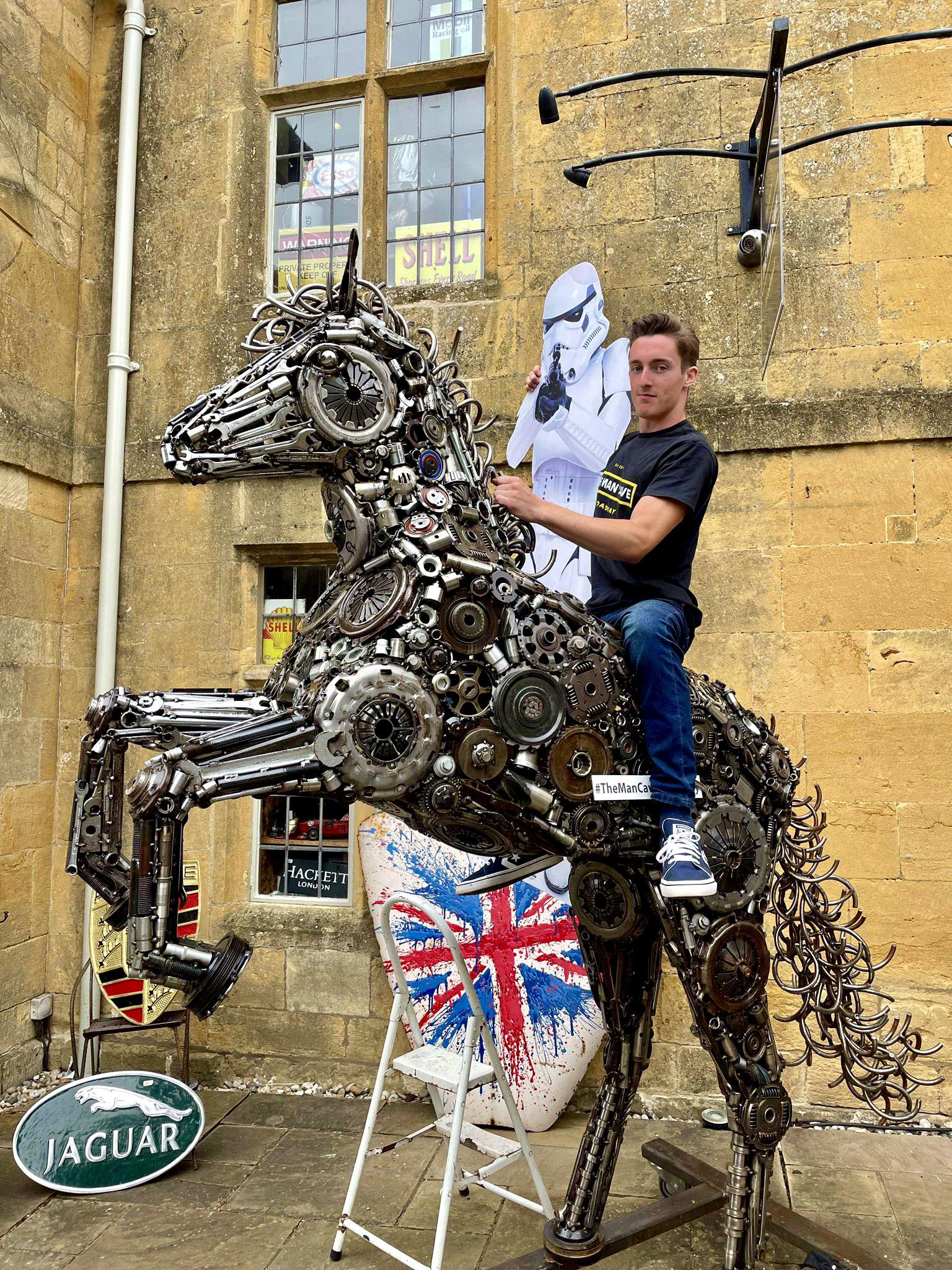 Life Size Re-Cycled Re-Purposed Metal Horse Sculpture - The Man Cave Broadway