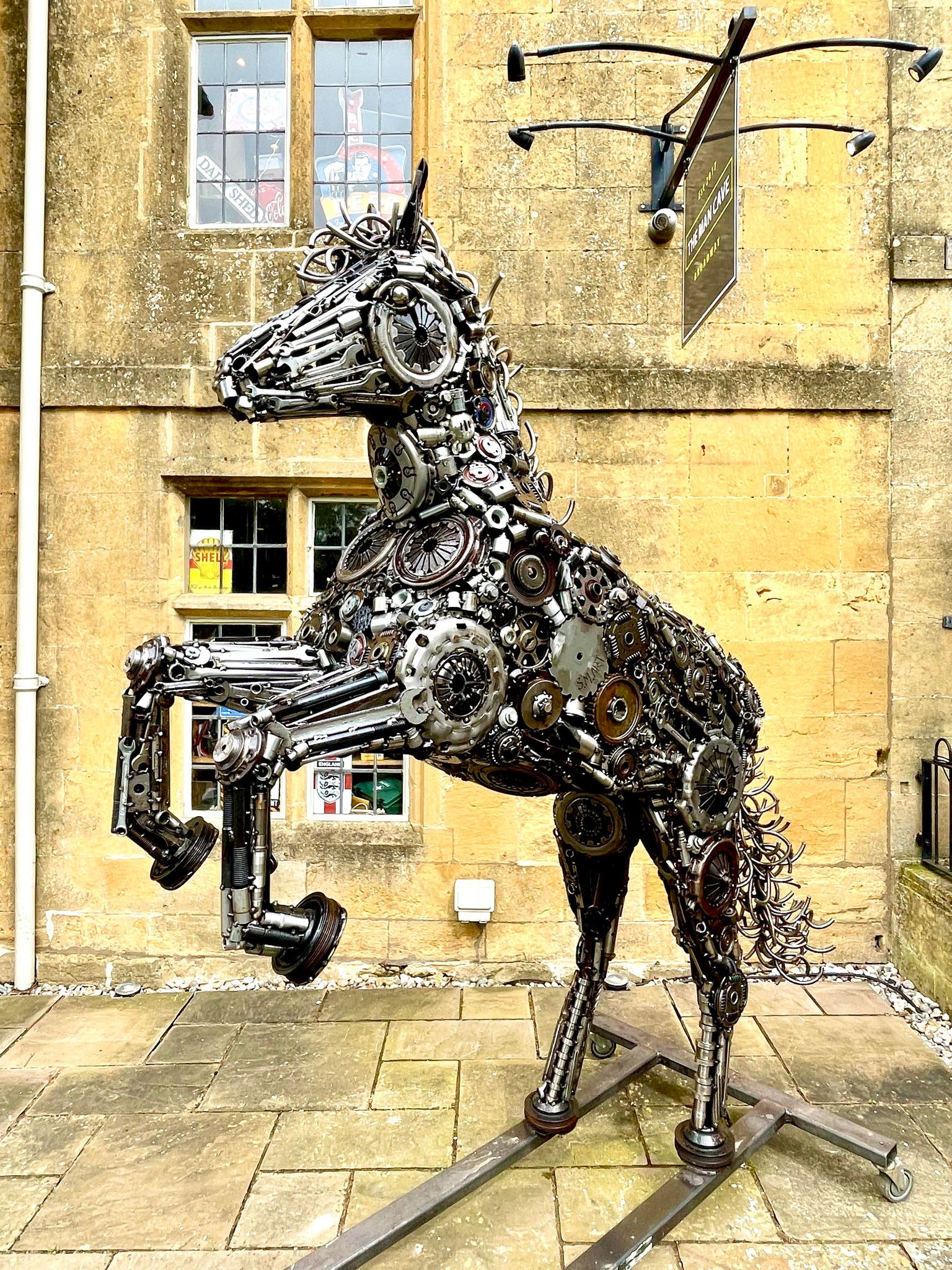 Life Size Re-Cycled Re-Purposed Metal Horse Sculpture - The Man Cave Broadway