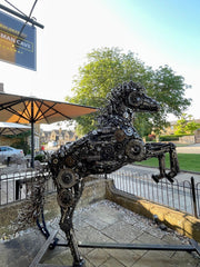 Life Size Re-Cycled Re-Purposed Metal Horse Sculpture - The Man Cave Broadway