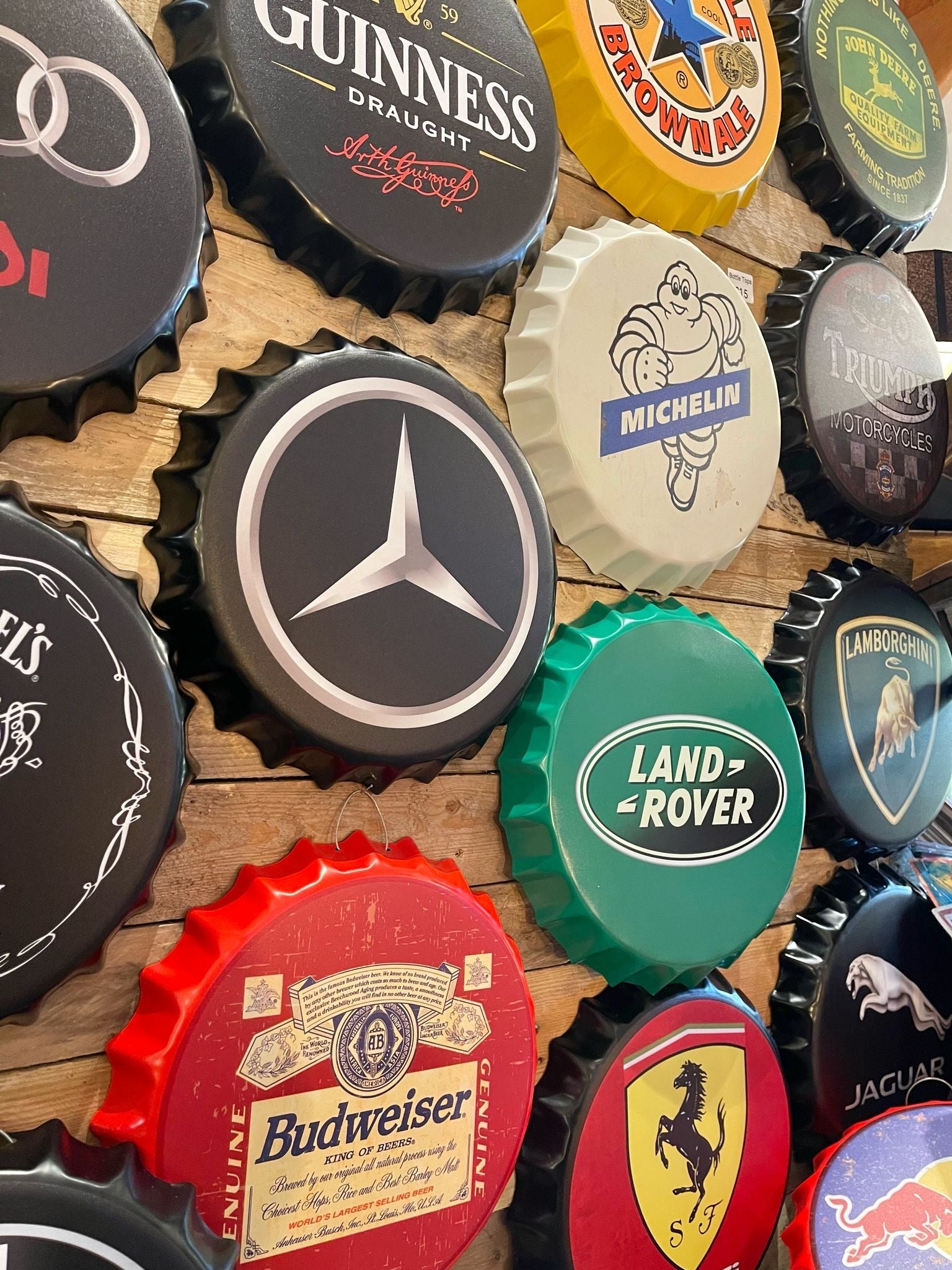 MAN CAVE CAR TIN BAR CAR BOTTLE TOPS - The Man Cave Broadway