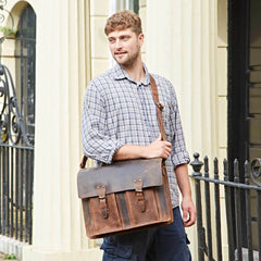MENS LEATHER LAPTOP BAG BUSINESS / WORK / UNIVERSITY SATCHEL / BAG - The Man Cave Broadway
