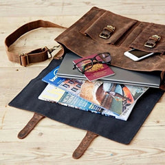MENS LEATHER LAPTOP BAG BUSINESS / WORK / UNIVERSITY SATCHEL / BAG - The Man Cave Broadway