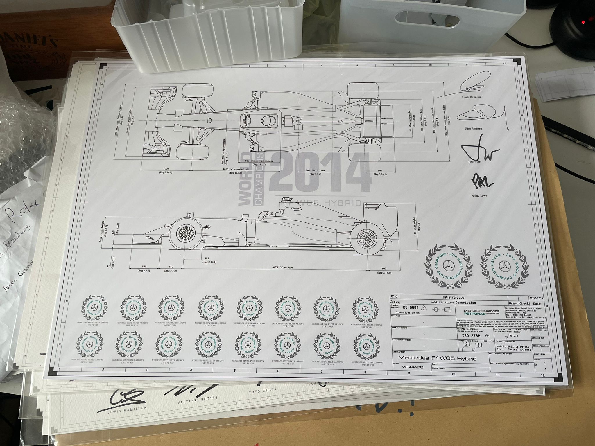 Merc F1 Framed Blueprint Prints - The Man Cave Broadway