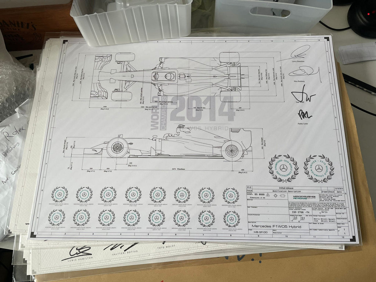 Merc F1 Framed Blueprint Prints - The Man Cave Broadway
