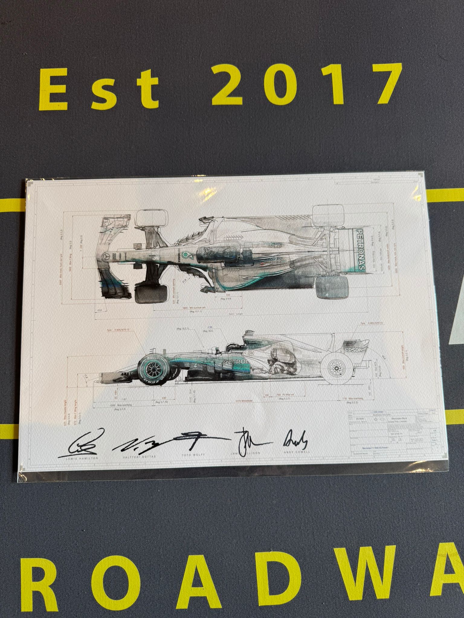 Merc F1 Framed Blueprint Prints - The Man Cave Broadway