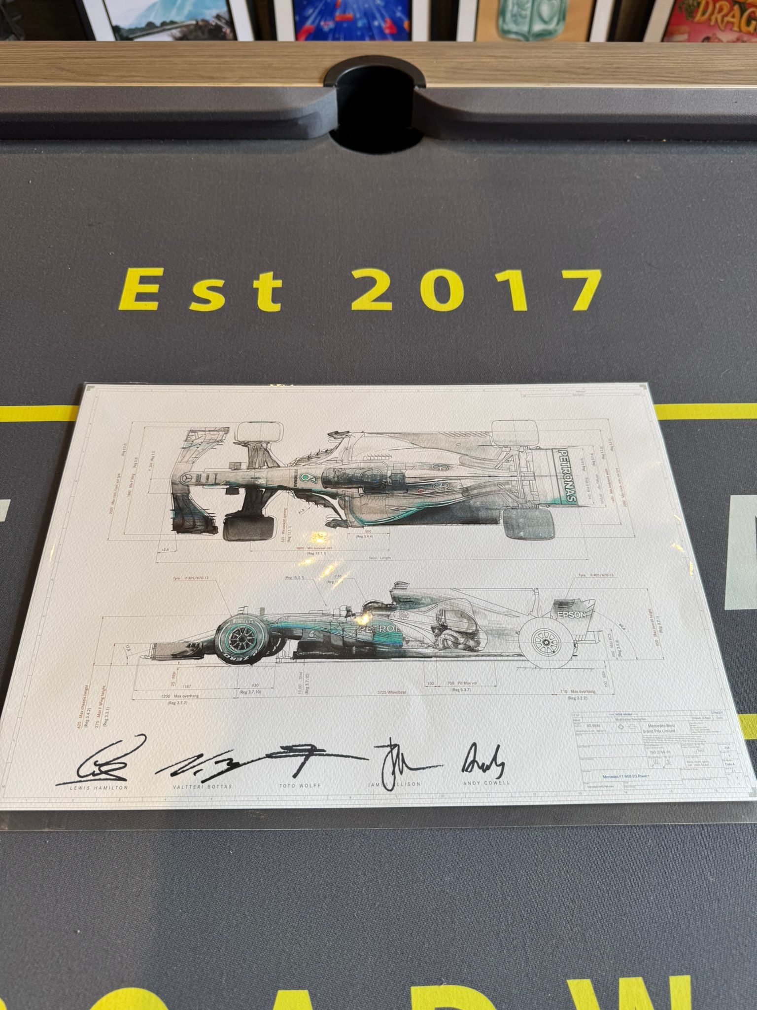 Merc F1 Framed Blueprint Prints - The Man Cave Broadway