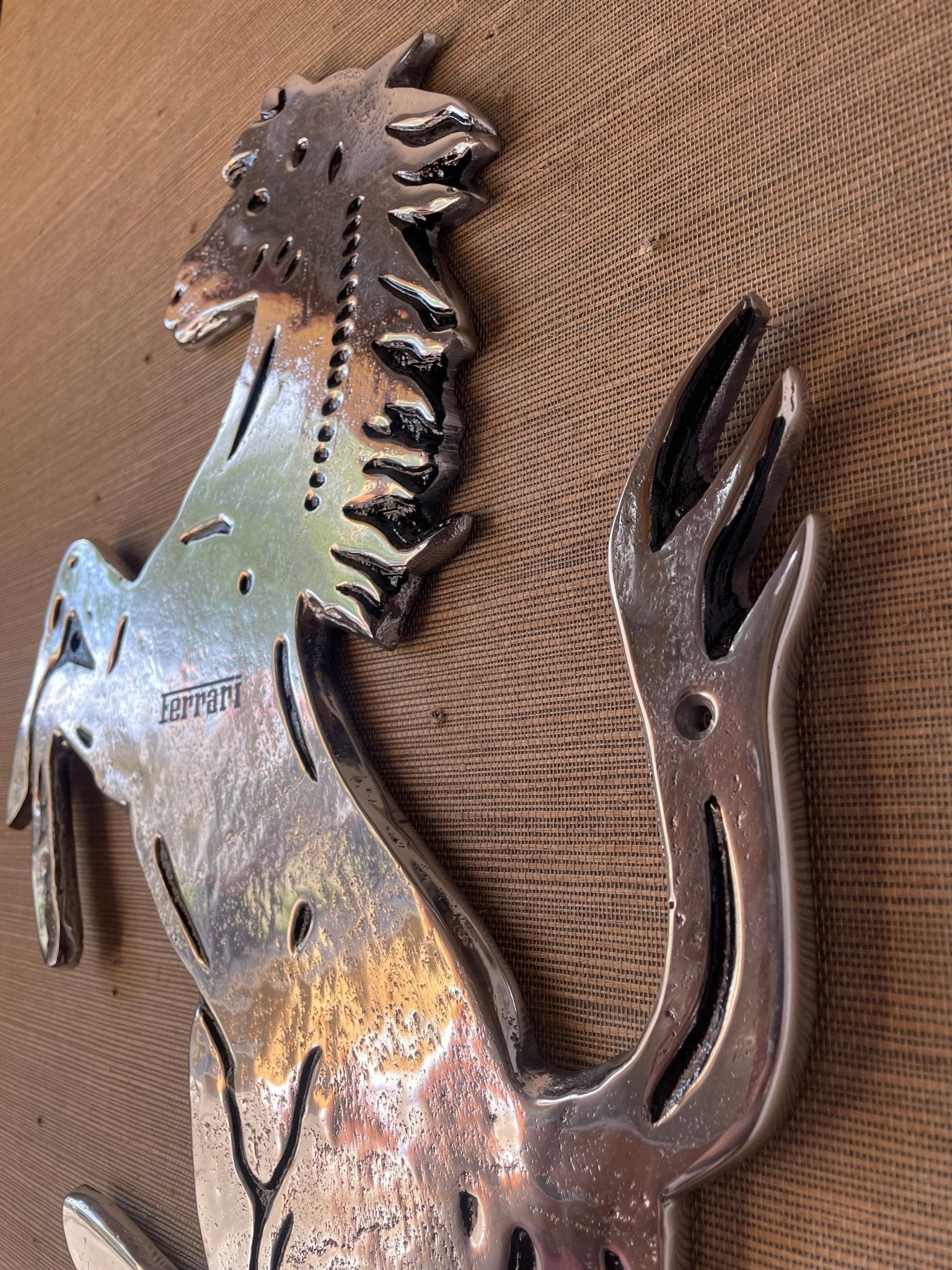 Polished Aluminium Prancing Style Horse - The Man Cave Broadway