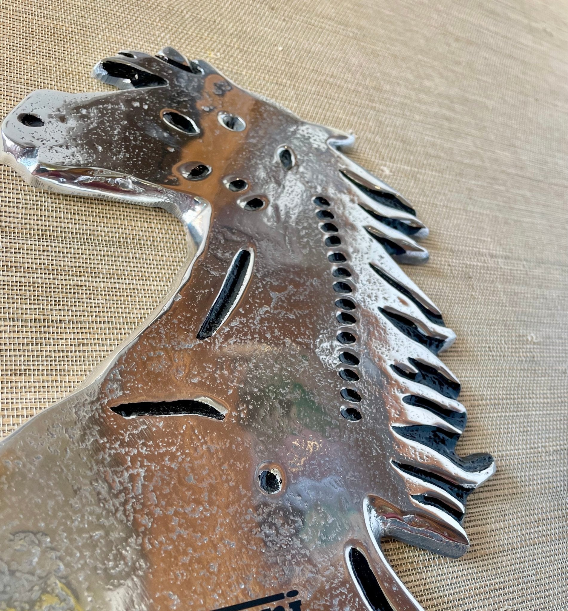 Polished Aluminium Prancing Style Horse - The Man Cave Broadway