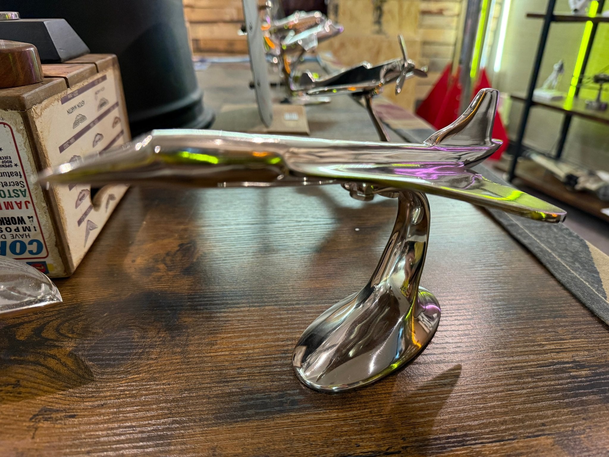 Polished Metal Concorde Aircraft Airplane Model Desk 30cm Piece - The Man Cave Broadway