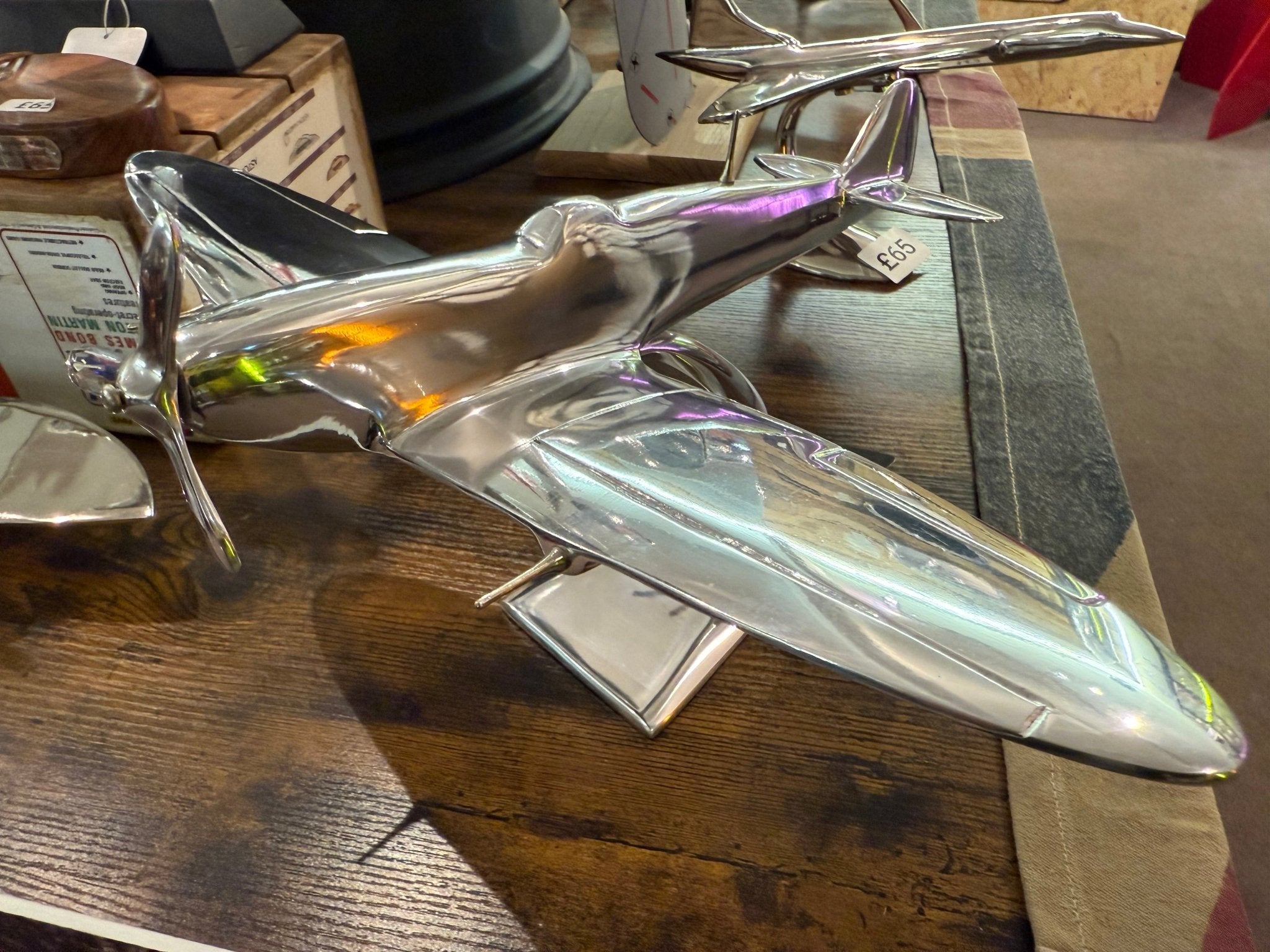 Polished Spitfire AirCraft / Airplane Desk Model - 36cm - The Man Cave Broadway