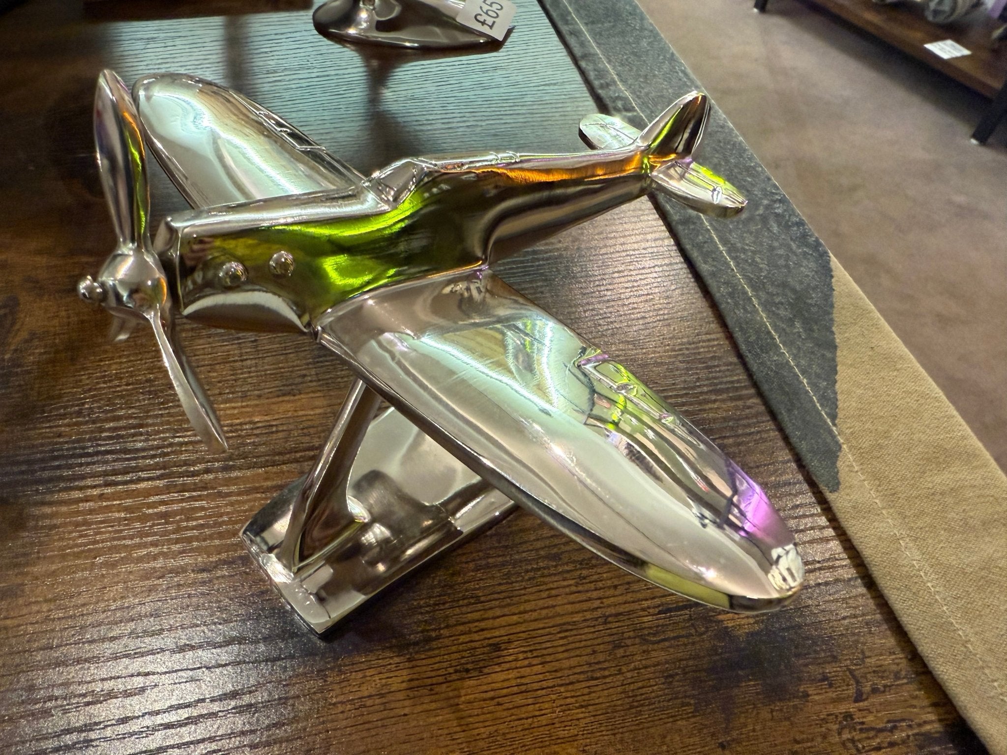 Polished Spitfire Desk Model - 21cm Plane / Aircraft - The Man Cave Broadway