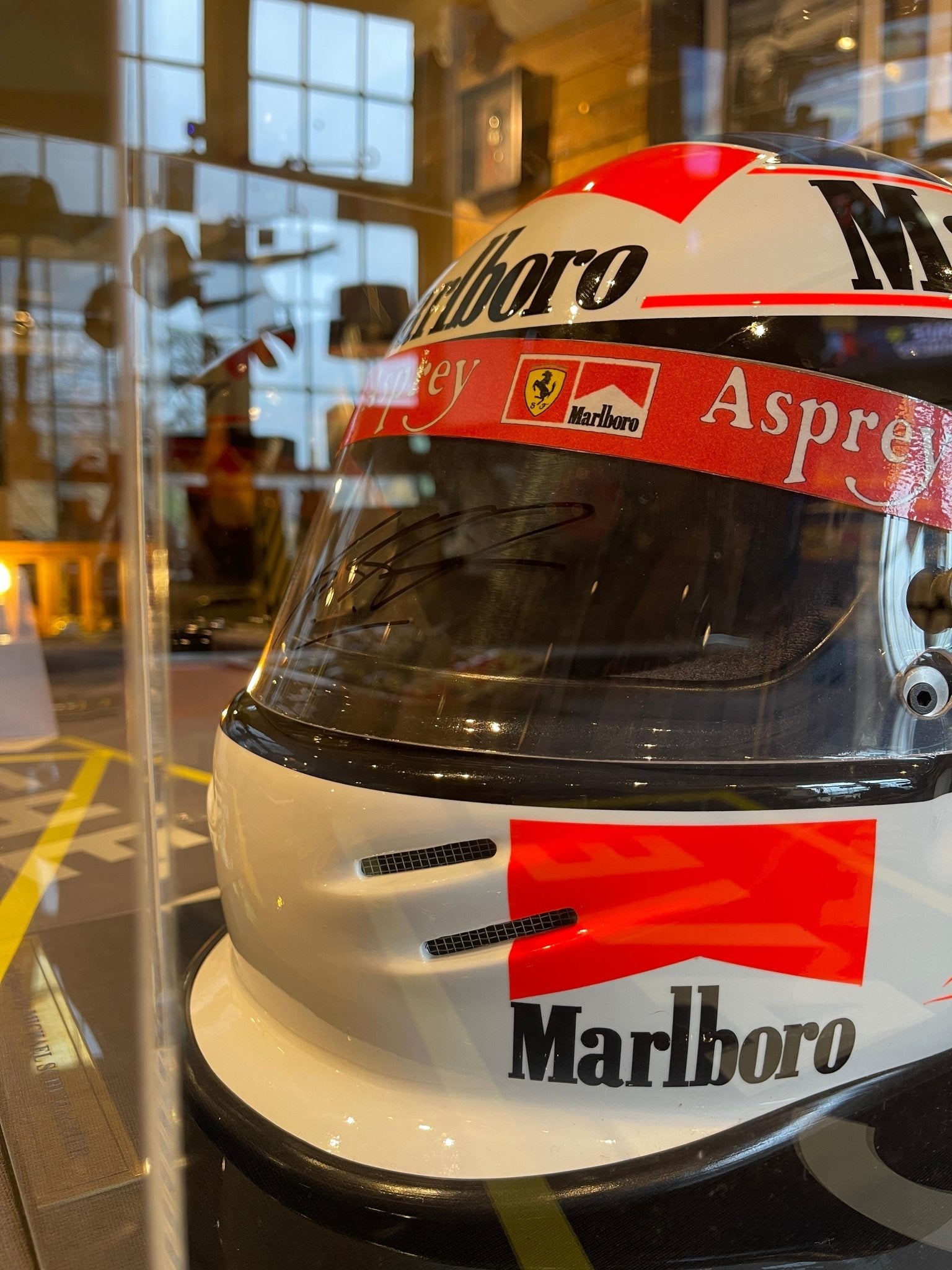 £POA- Michael Schumacher Signed 1998 ‘White Dominator’ Bell Helmet - 1:1 Scale - VERY RARE! - The Man Cave Broadway