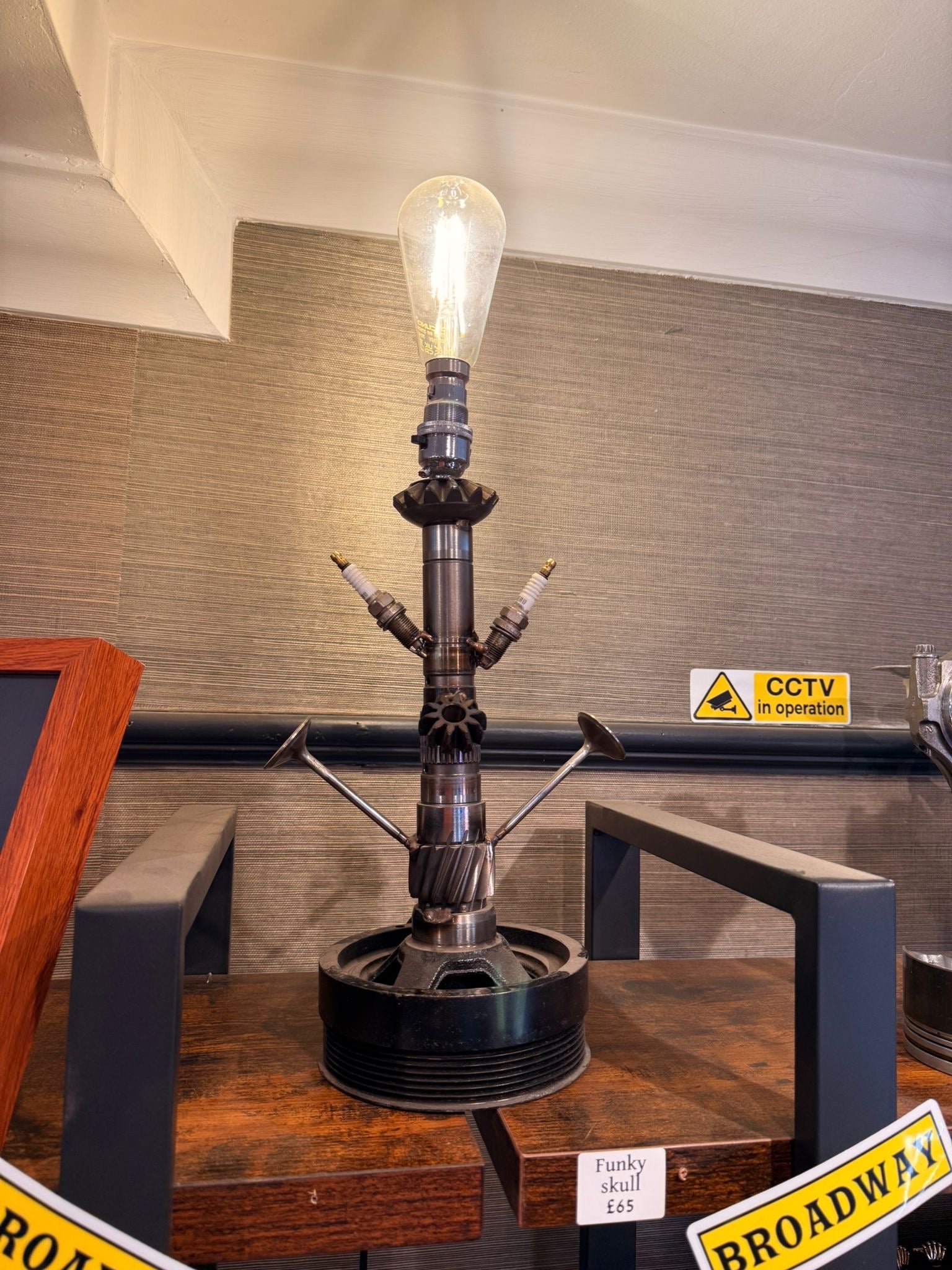 QUIRKY CAR PARTS LAMP / car art / LIGHT - The Man Cave Broadway