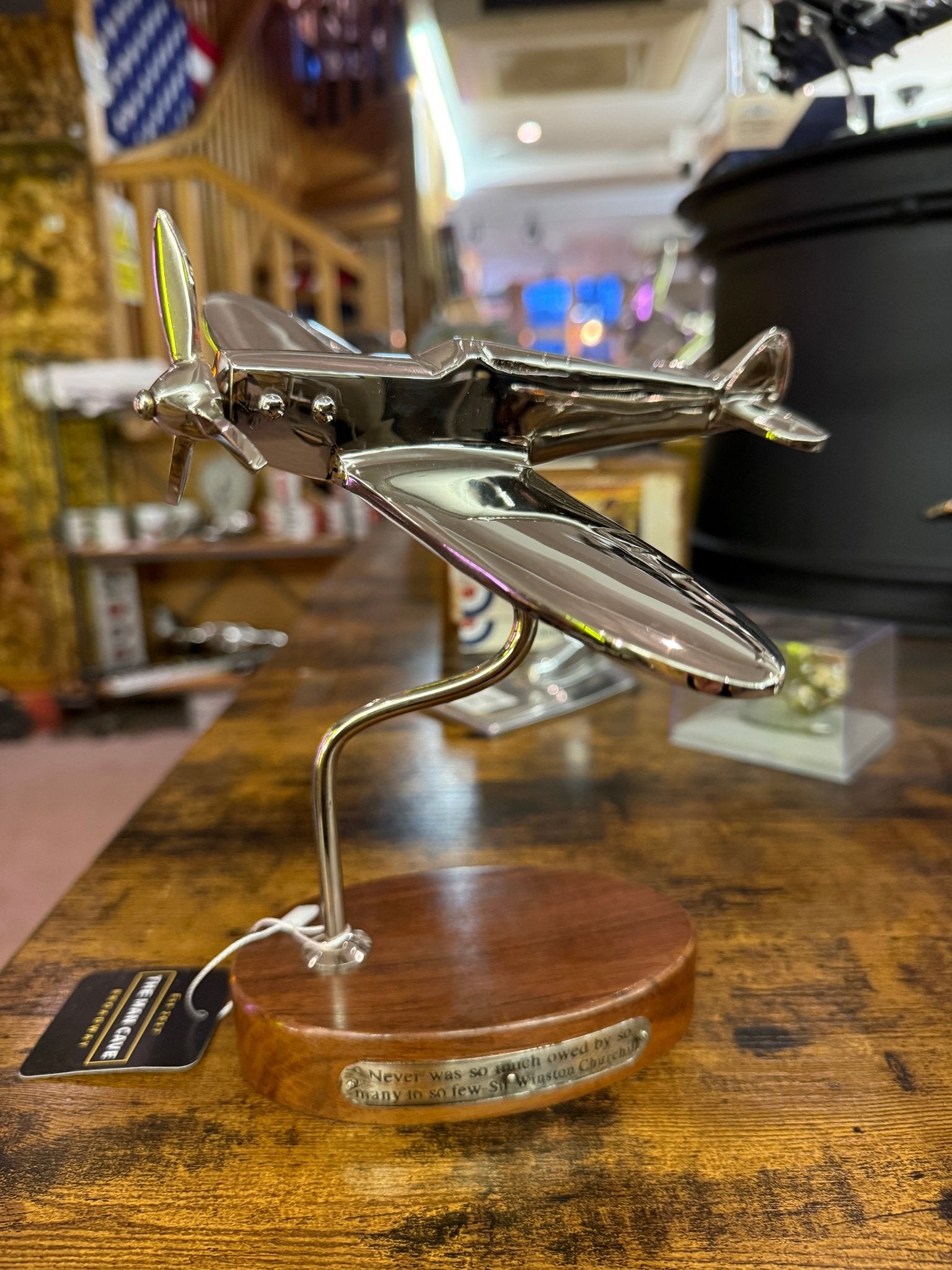Spitfire, Vulcan or Concorde Models on Wooden Base - The Man Cave Broadway