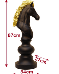 Stunning Large Free Standing Chess Piece Knight Black & Gold | 1 Meter High - The Man Cave Broadway