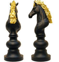 Stunning Large Free Standing Chess Piece Knight Black & Gold | 1 Meter High - The Man Cave Broadway