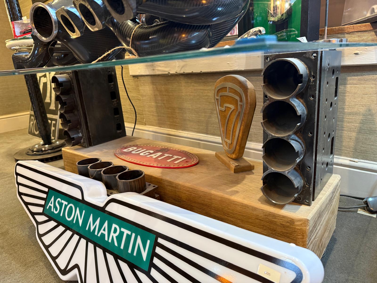 Unique Table Created Using Genuine Bugatti Type 35 Engine Blocks - The Man Cave Broadway