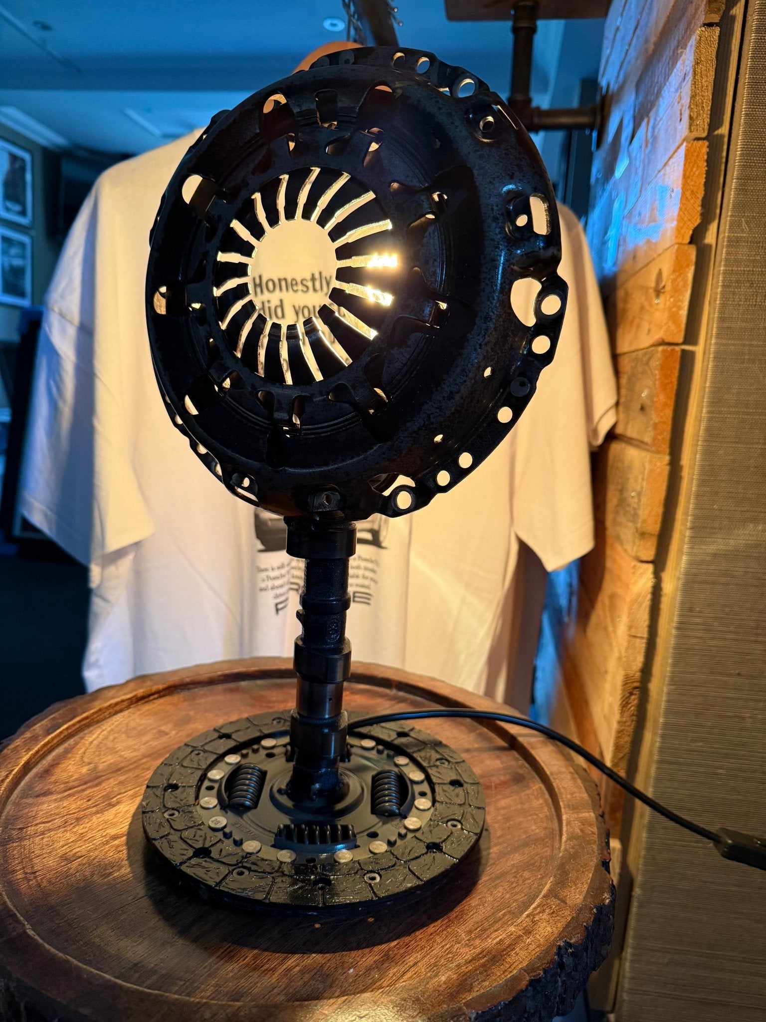 Up-cycled Clutch Plate Lamp - The Man Cave Broadway