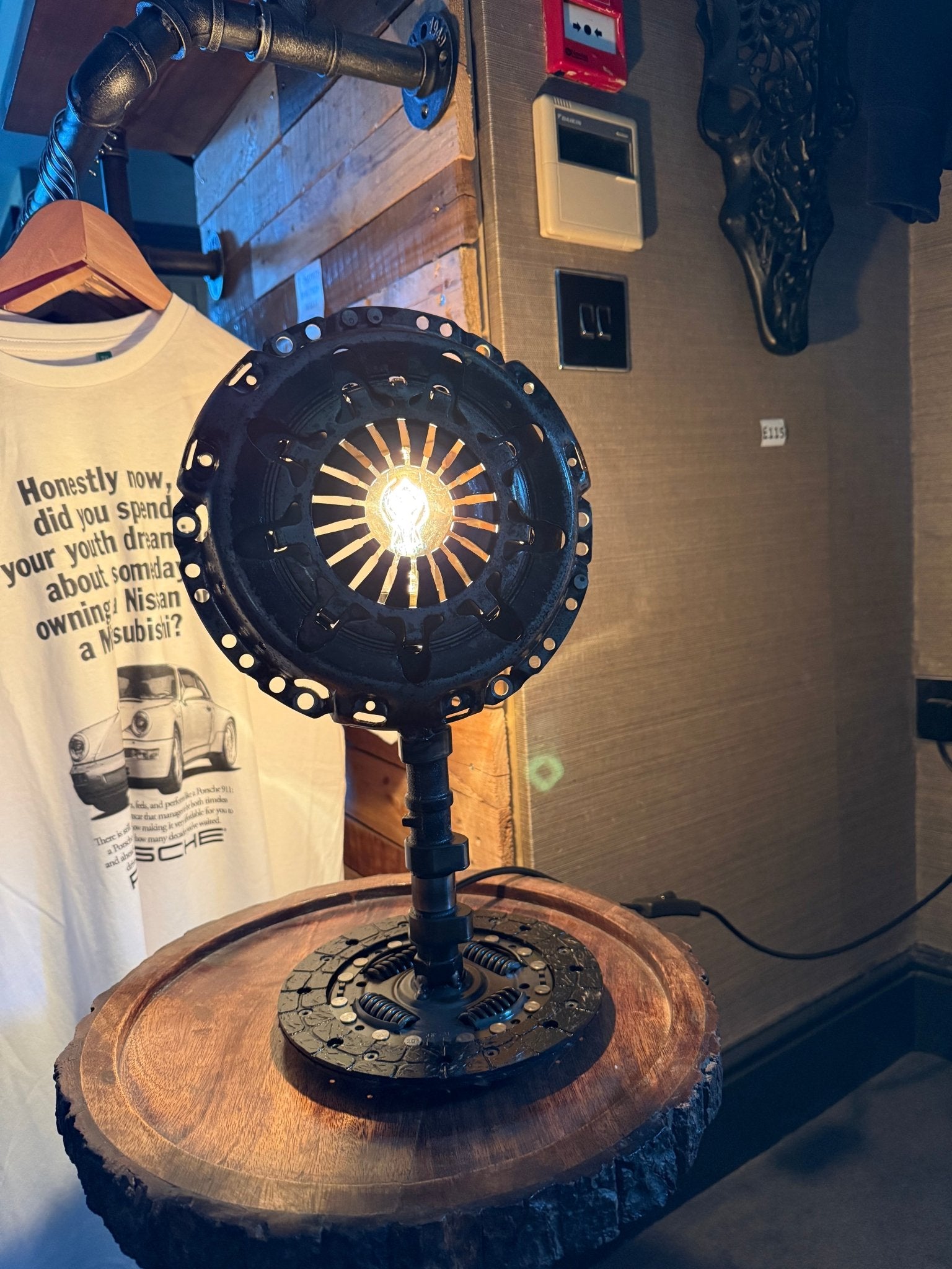 Up-cycled Clutch Plate Lamp - The Man Cave Broadway