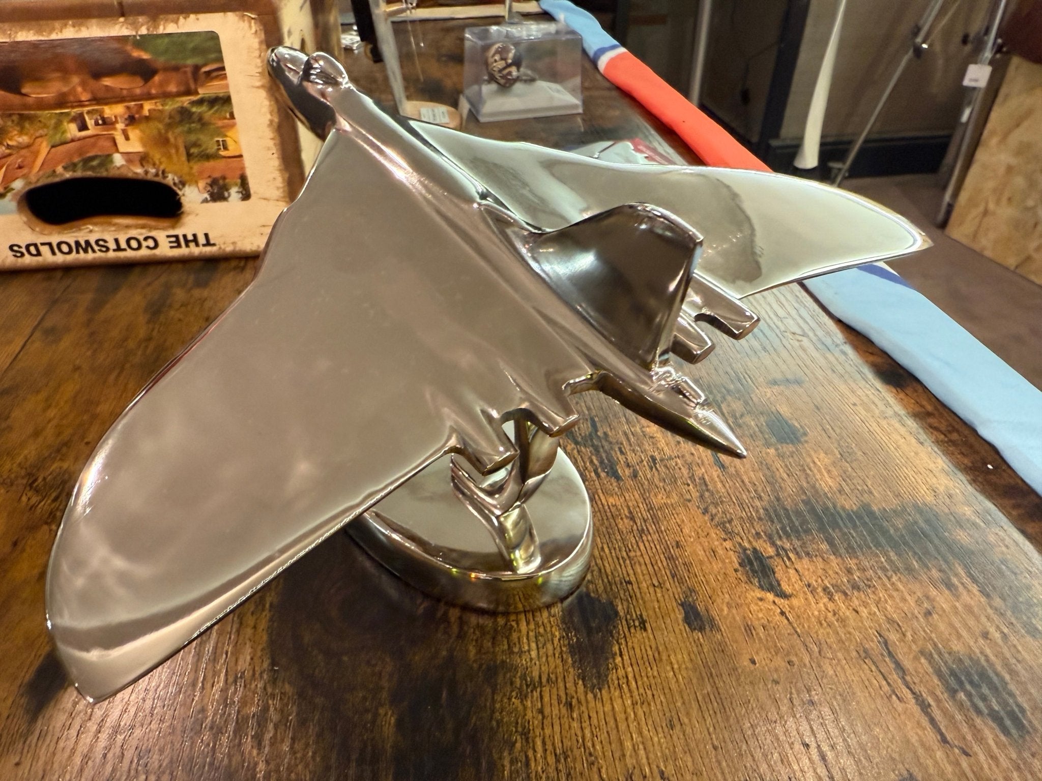 Vulcan Bomber Polished Metal Desk Model - 25cm Plane / Airplane Model - The Man Cave Broadway