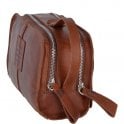DOUBLE ZIP MENS LEATHER WASH BAG