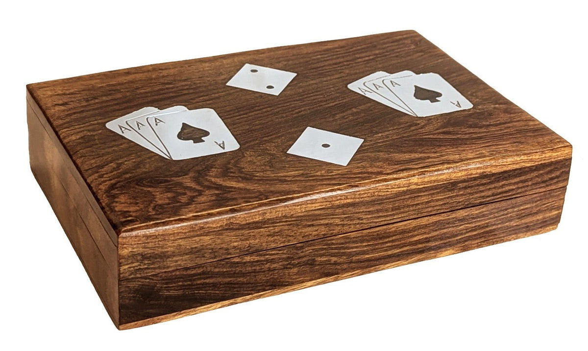 WOODEN CARD & DICE BOX SET / PERFECT GIFT - The Man Cave Broadway
