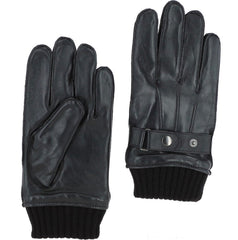 MENS LEATHER GLOVES RIBBED CUFF