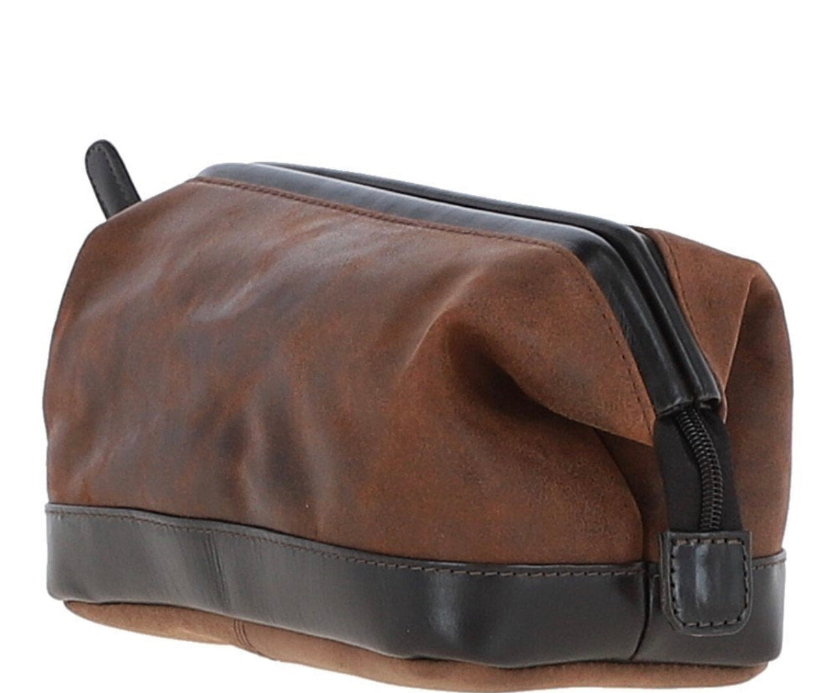 OXFORD FROGMOUTH MENS LEATHER WASH BAG