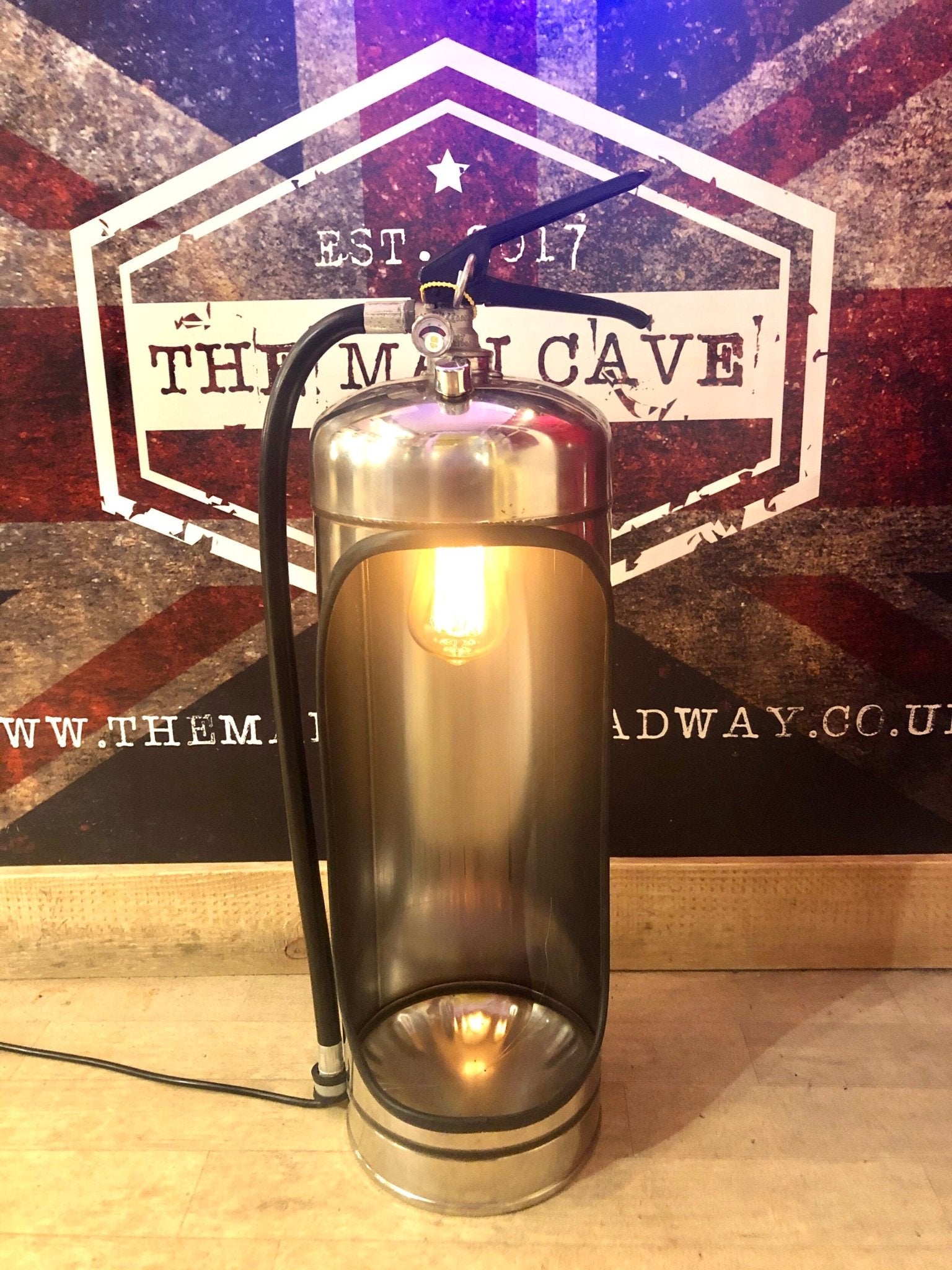 Polished Stainless Steel Fire Extinguisher Dimmable Lamp - The Man Cave Broadway