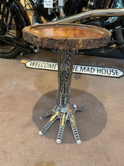 UPCYCLED CAR PARTS METAL & WOOD Hand Table - The Man Cave Broadway