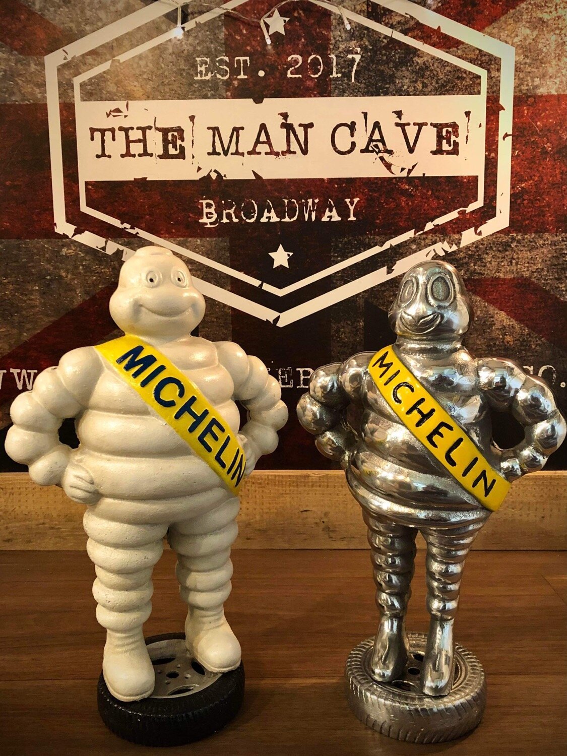 Vintage Aluminium Tyre Man - The Man Cave Broadway